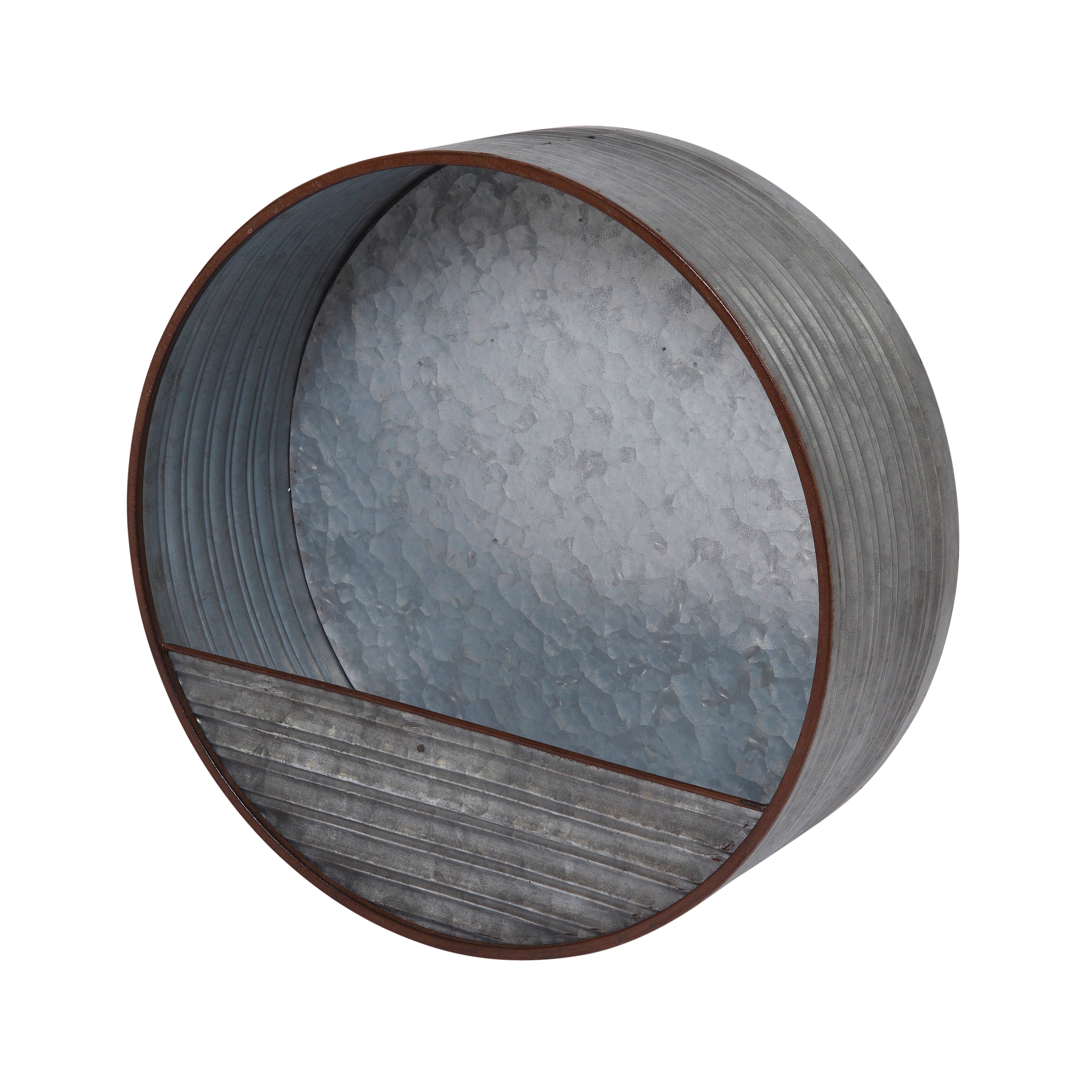 15.7 in. Round Galvanized Metal Hanging Wall Planter